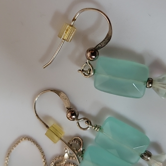 Aqua chacedony and pearl necklace and earring set- sterling silver - Picture 4 of 5